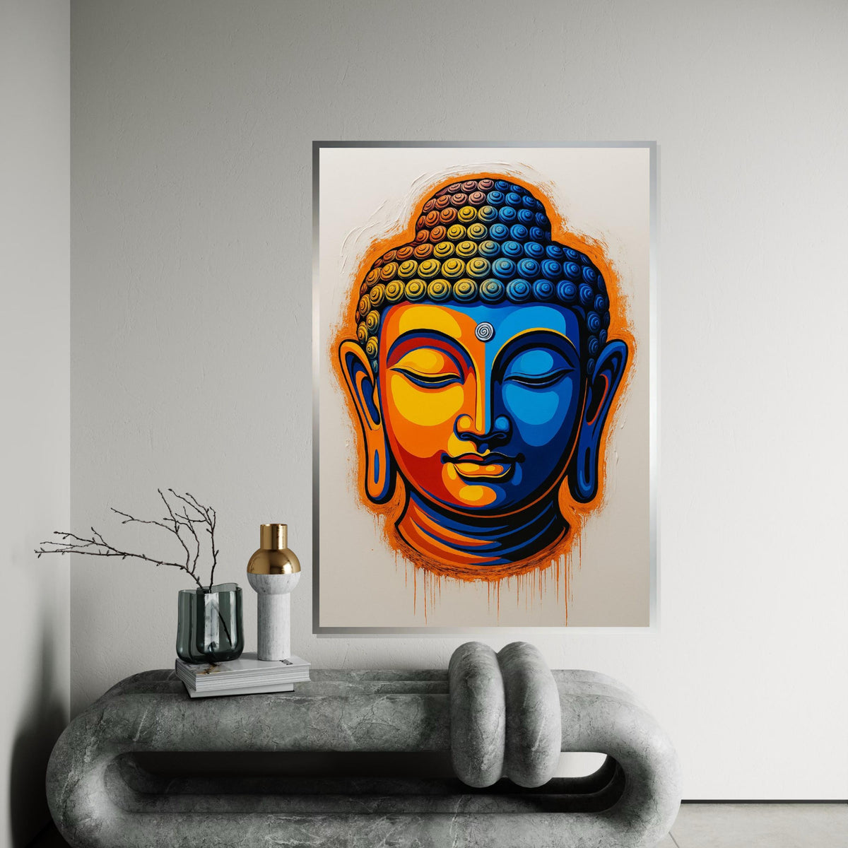 Vibrant Buddha Canvas, Multicolor Buddhist Art, Peaceful Face Wall Art, Zen Canvas Print, Spiritual Wall Decor, Ready To Hang Decoration