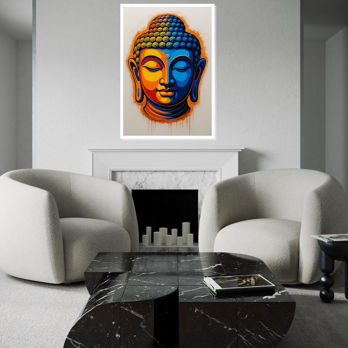 Vibrant Buddha Canvas, Multicolor Buddhist Art, Peaceful Face Wall Art, Zen Canvas Print, Spiritual Wall Decor, Ready To Hang Decoration