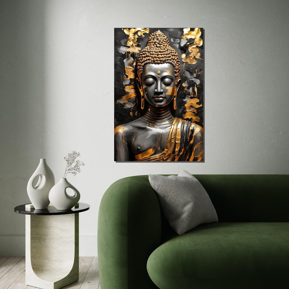 Golden Buddha Canvas, Buddha Wall Art, Zen Meditation Decor, Spiritual Buddha Print, Wall Art Canvas Design, Ready to Hang Decoration