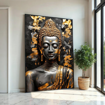 Golden Buddha Canvas, Buddha Wall Art, Zen Meditation Decor, Spiritual Buddha Print, Wall Art Canvas Design, Ready to Hang Decoration