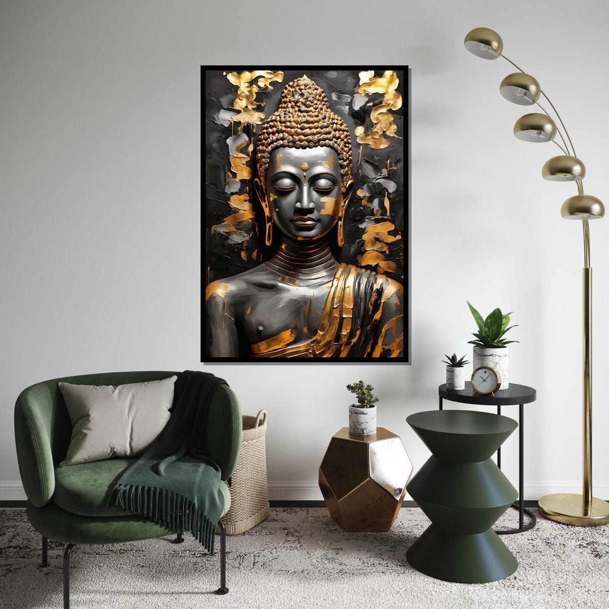 Golden Buddha Canvas, Buddha Wall Art, Zen Meditation Decor, Spiritual Buddha Print, Wall Art Canvas Design, Ready to Hang Decoration
