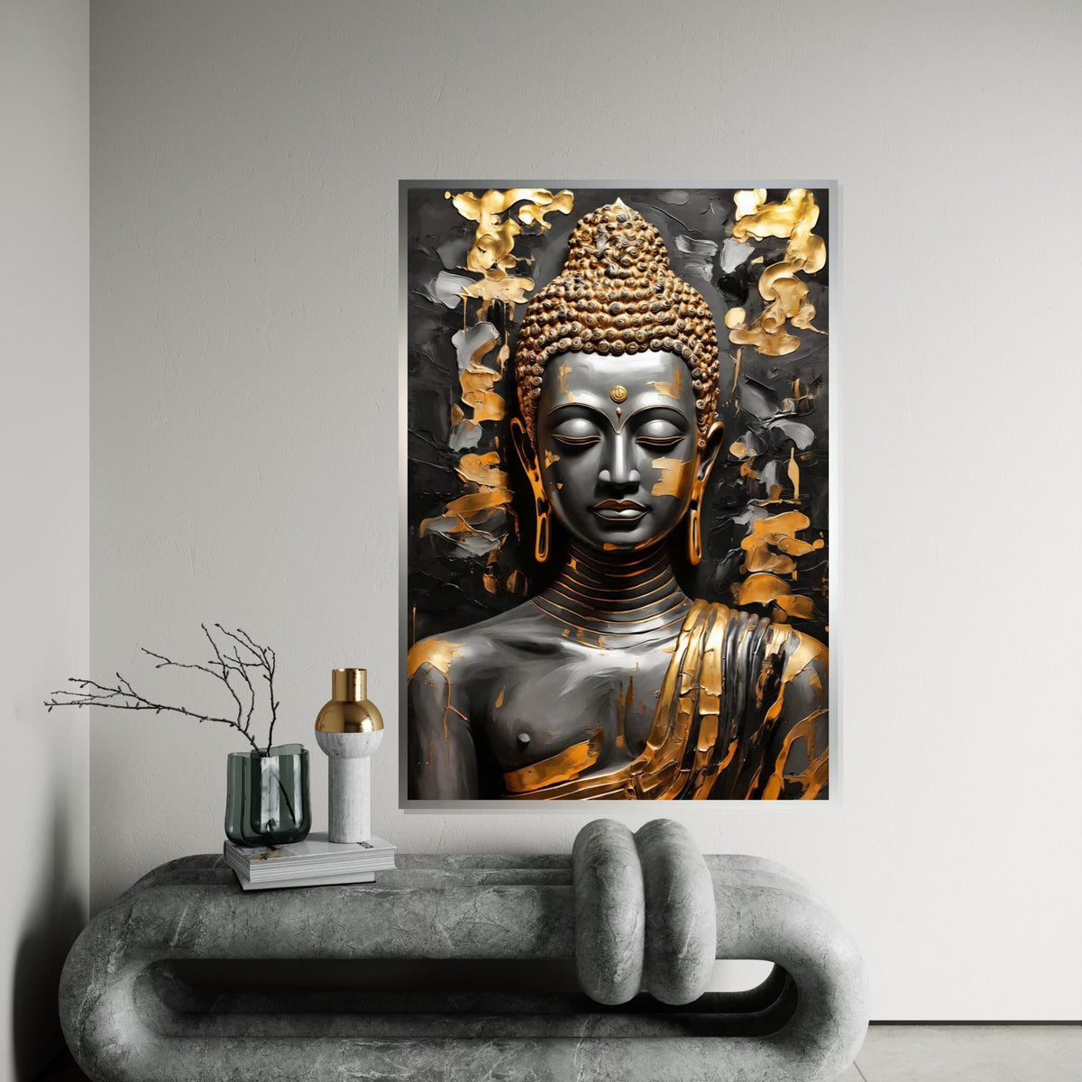 Golden Buddha Canvas, Buddha Wall Art, Zen Meditation Decor, Spiritual Buddha Print, Wall Art Canvas Design, Ready to Hang Decoration
