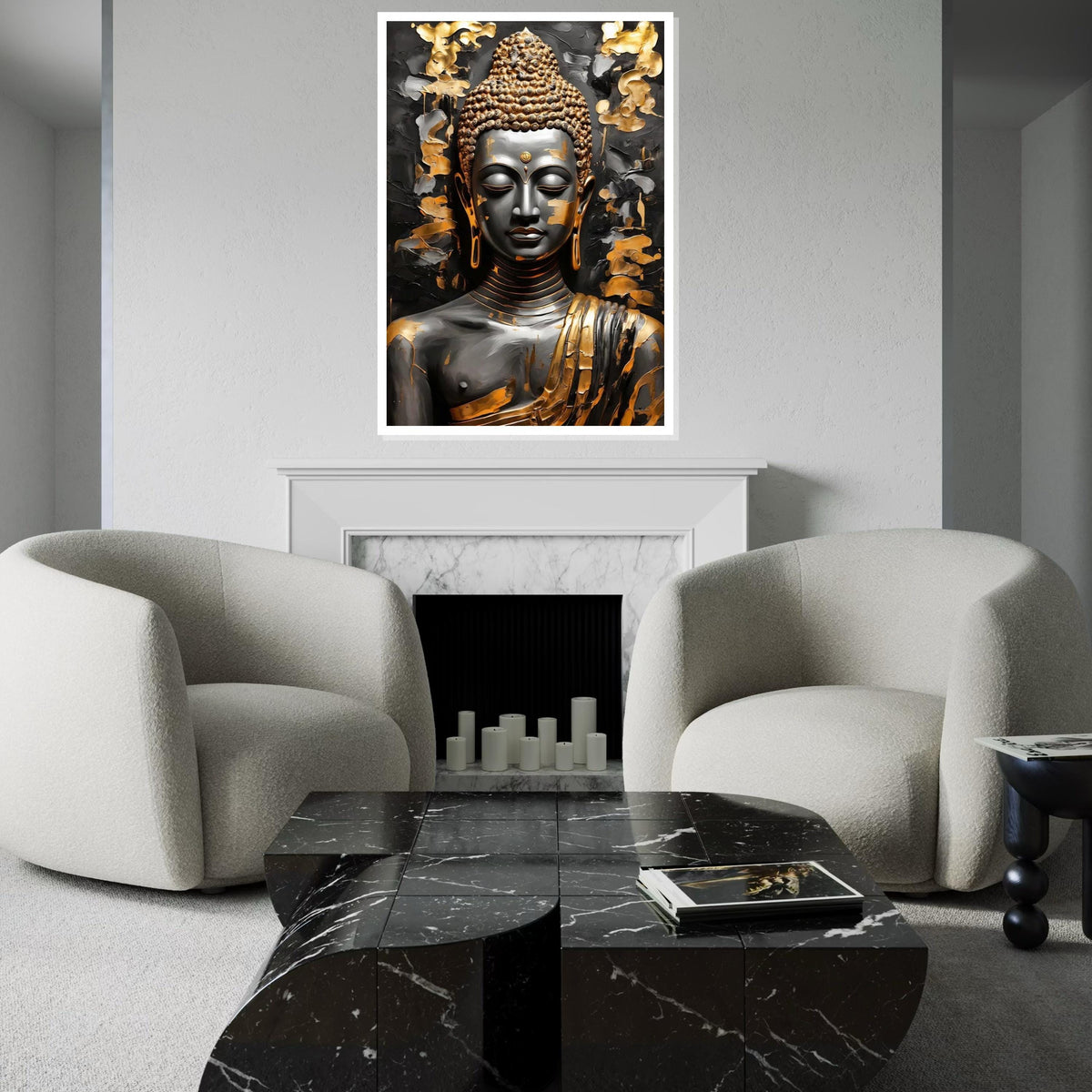 Golden Buddha Canvas, Buddha Wall Art, Zen Meditation Decor, Spiritual Buddha Print, Wall Art Canvas Design, Ready to Hang Decoration