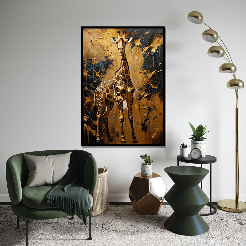 Giraffe Canvas Art, Abstract Giraffe Wall Print, Safari Animal Poster, Wall Art Canvas Design, Ready To Hang Room Decor