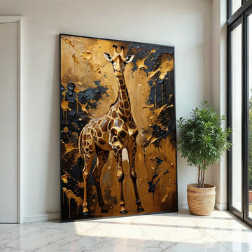Giraffe Canvas Art, Abstract Giraffe Wall Print, Safari Animal Poster, Wall Art Canvas Design, Ready To Hang Room Decor