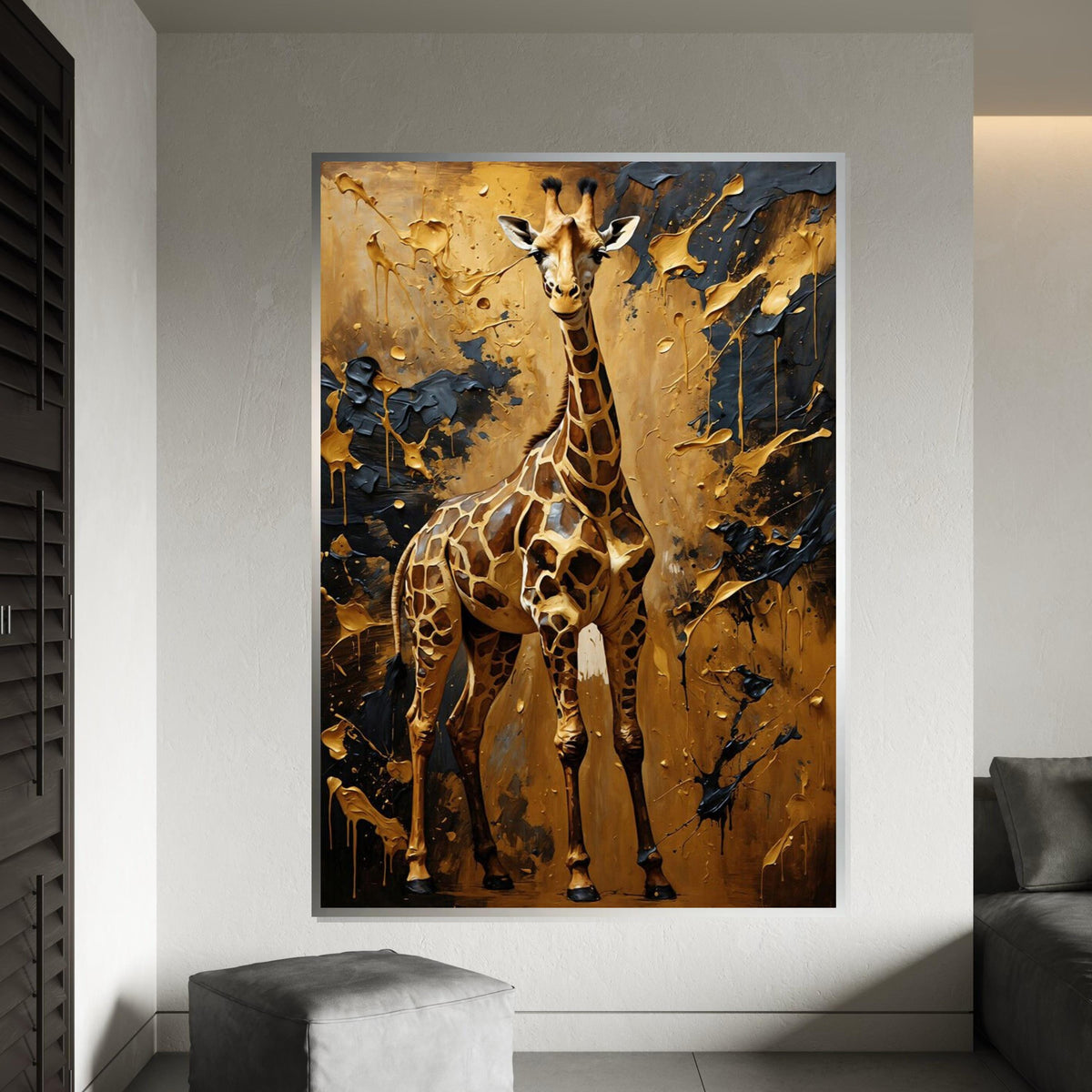 Giraffe Canvas Art, Abstract Giraffe Wall Print, Safari Animal Poster, Wall Art Canvas Design, Ready To Hang Room Decor