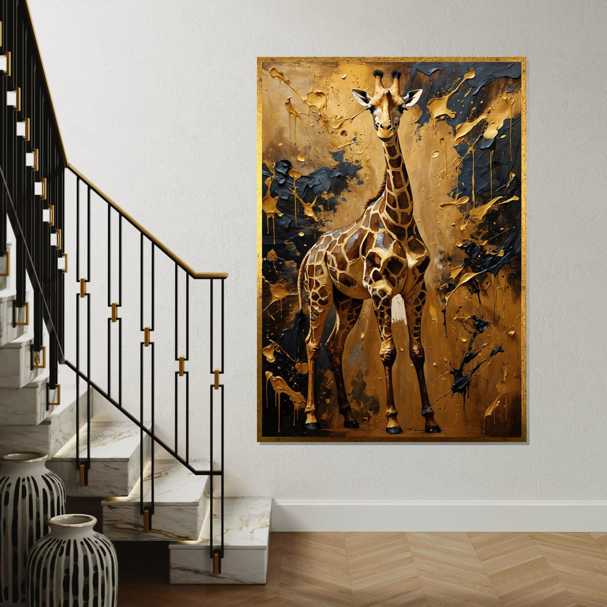 Giraffe Canvas Art, Abstract Giraffe Wall Print, Safari Animal Poster, Wall Art Canvas Design, Ready To Hang Room Decor