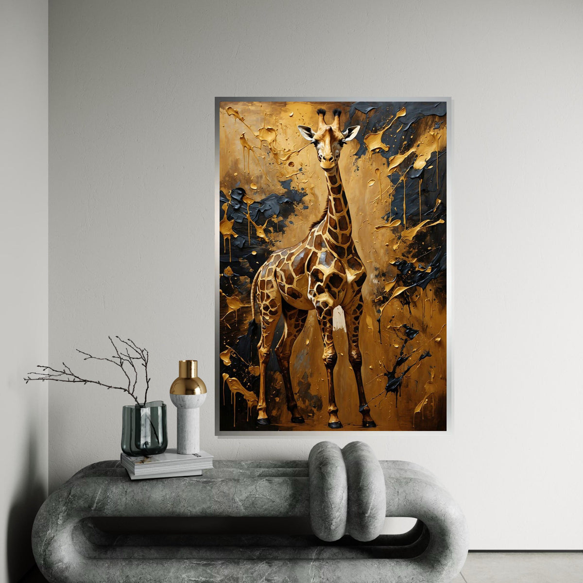 Giraffe Canvas Art, Abstract Giraffe Wall Print, Safari Animal Poster, Wall Art Canvas Design, Ready To Hang Room Decor