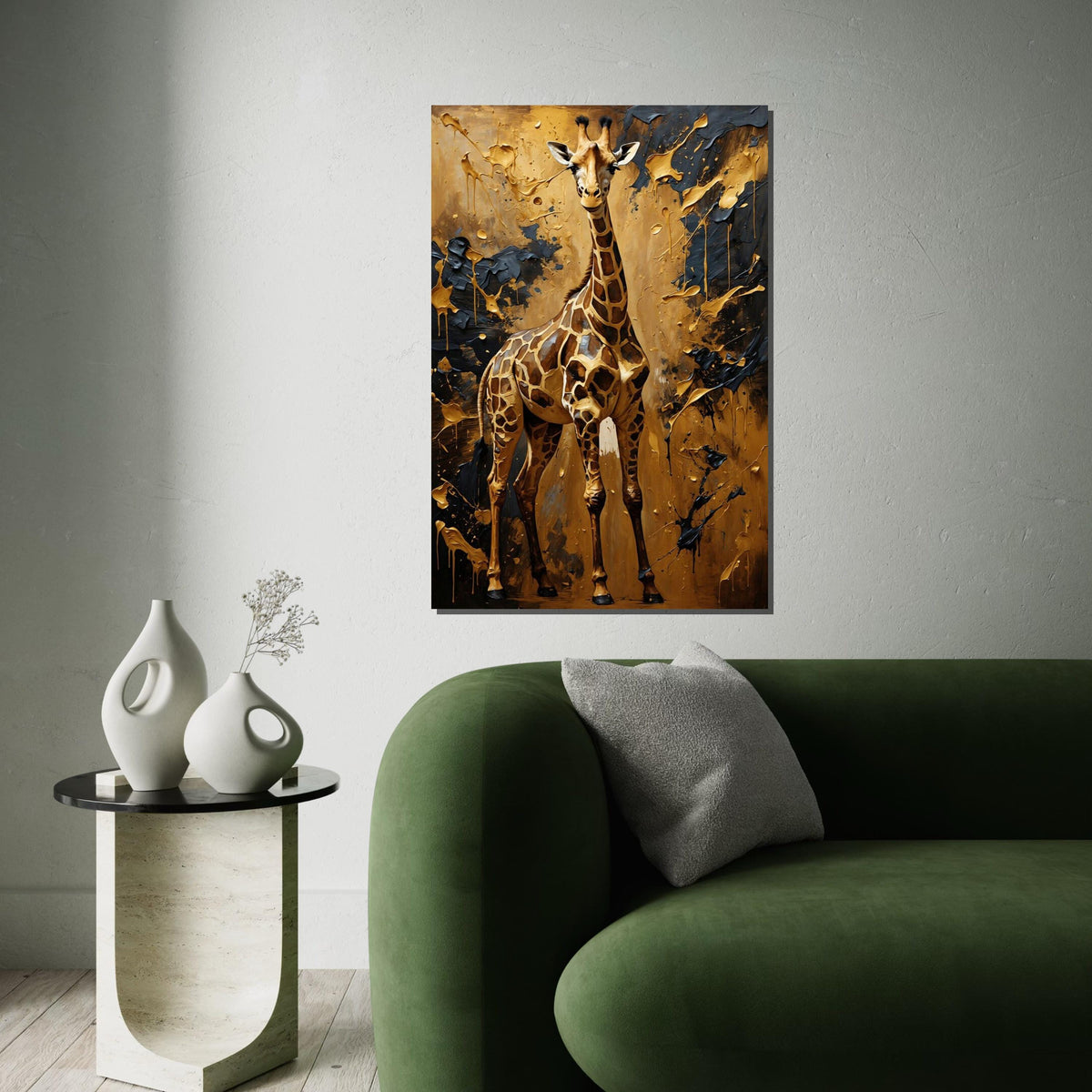 Giraffe Canvas Art, Abstract Giraffe Wall Print, Safari Animal Poster, Wall Art Canvas Design, Ready To Hang Room Decor