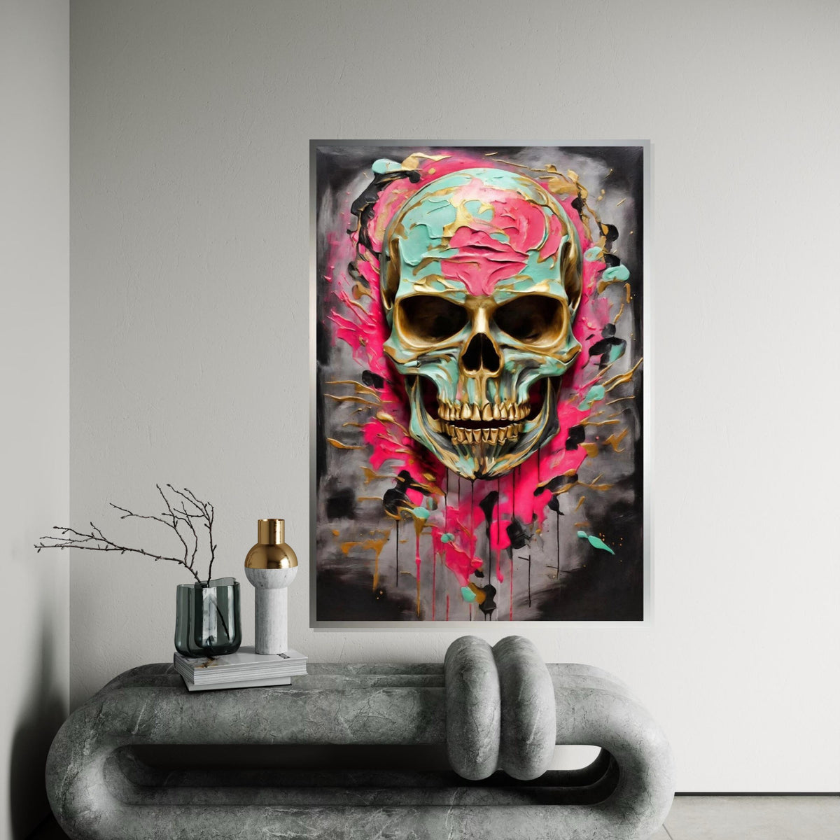 Vibrant Skull Canvas, Colorful Skull Art, Multicolor Skull Wall Print, Abstract Skull Poster, Wall Art Canvas Design, Ready to Hang