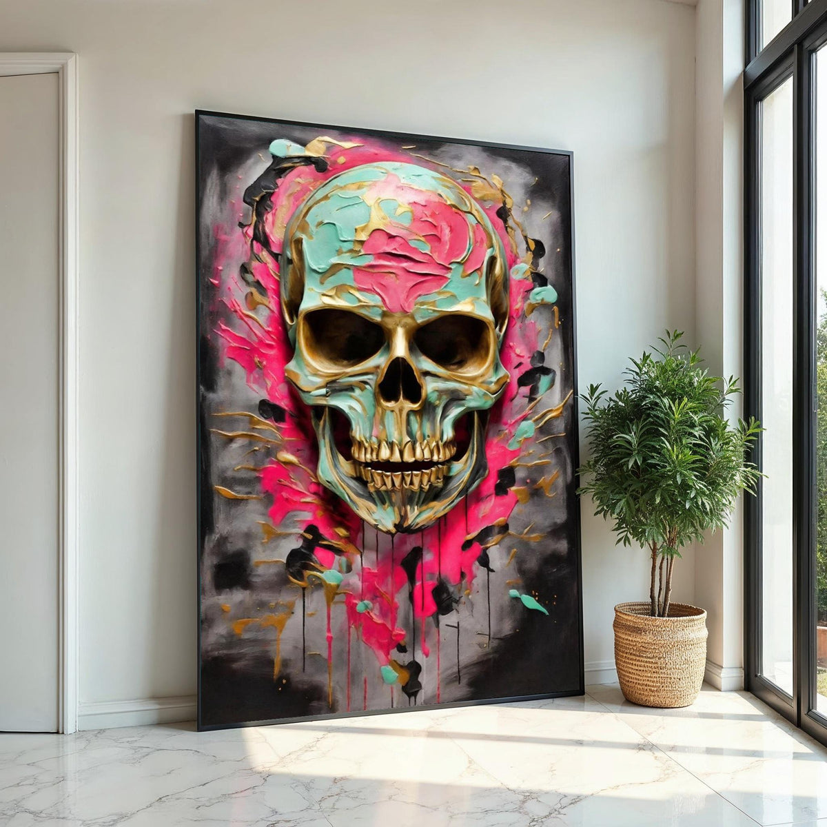 Vibrant Skull Canvas, Colorful Skull Art, Multicolor Skull Wall Print, Abstract Skull Poster, Wall Art Canvas Design, Ready to Hang