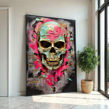 Vibrant Skull Canvas, Colorful Skull Art, Multicolor Skull Wall Print, Abstract Skull Poster, Wall Art Canvas Design, Ready to Hang