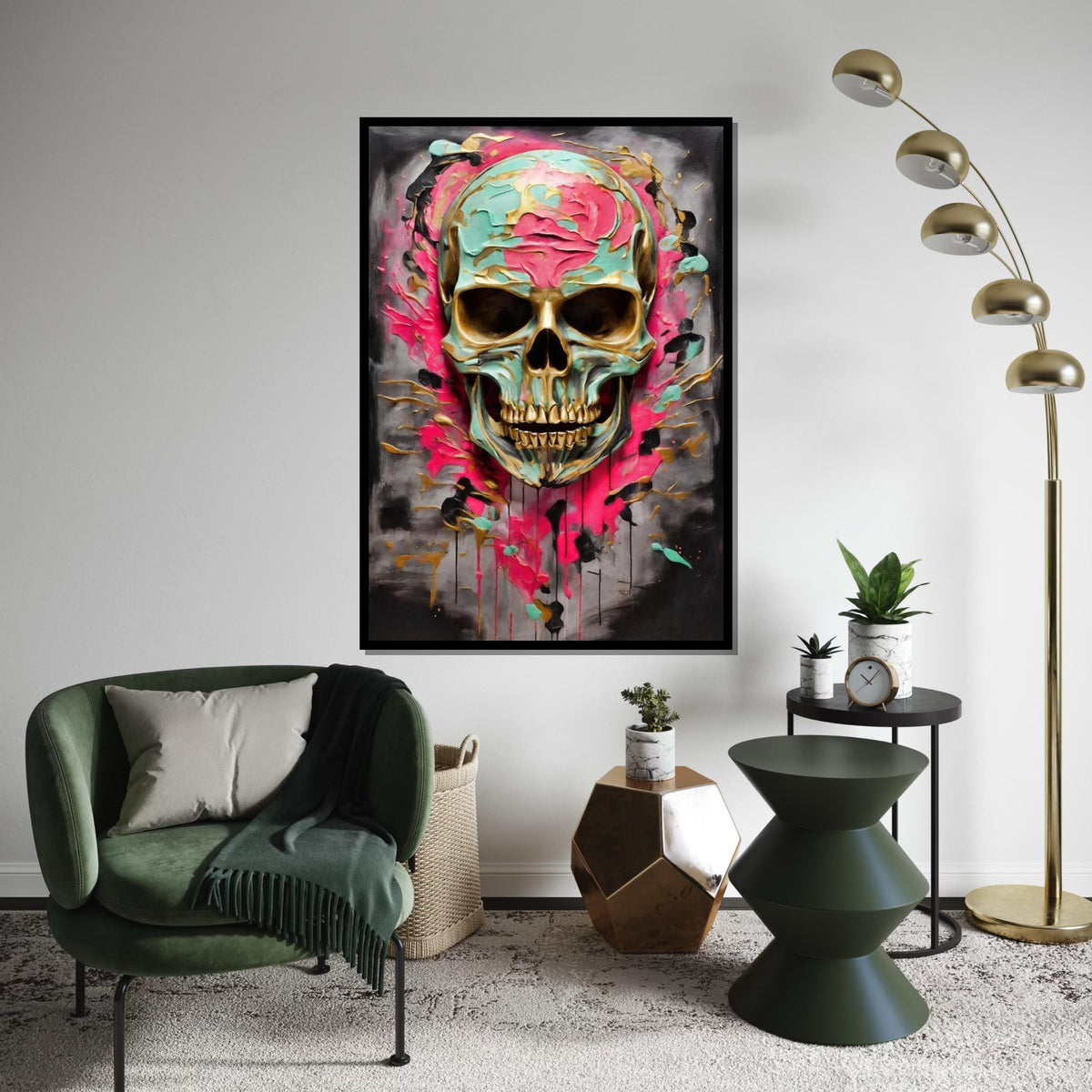 Vibrant Skull Canvas, Colorful Skull Art, Multicolor Skull Wall Print, Abstract Skull Poster, Wall Art Canvas Design, Ready to Hang