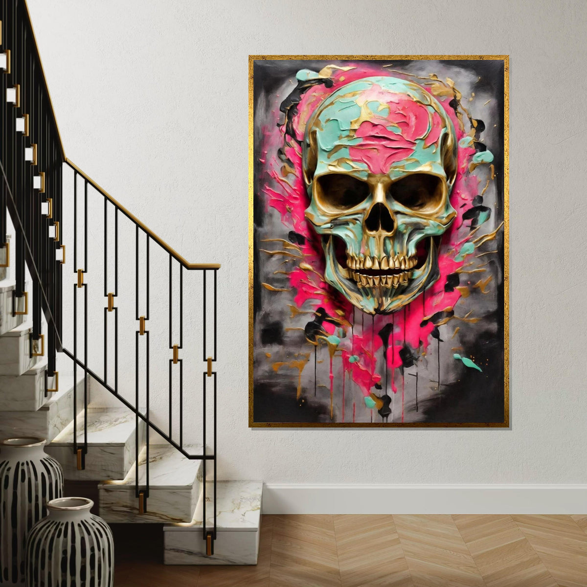 Vibrant Skull Canvas, Colorful Skull Art, Multicolor Skull Wall Print, Abstract Skull Poster, Wall Art Canvas Design, Ready to Hang