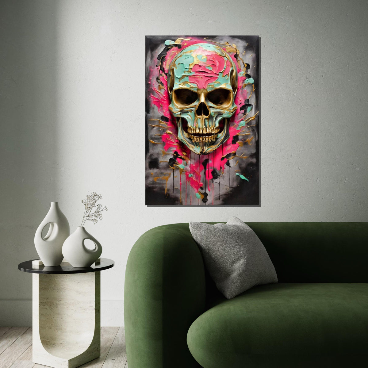 Vibrant Skull Canvas, Colorful Skull Art, Multicolor Skull Wall Print, Abstract Skull Poster, Wall Art Canvas Design, Ready to Hang