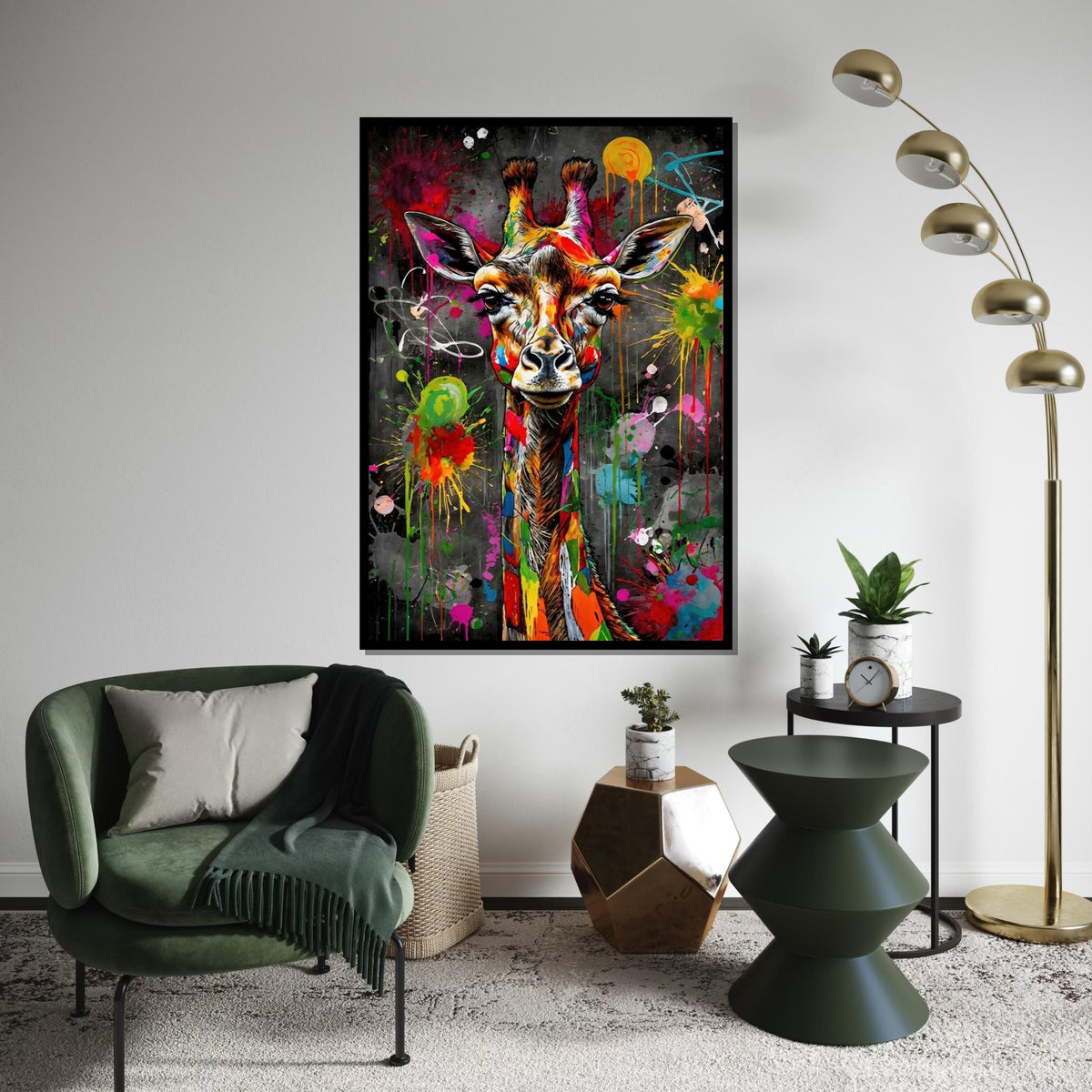 Colorful Giraffe Canvas, Multicolor Giraffe Art, Animal Wall Art, Abstract Giraffe Print, Wall Art Canvas Design, Ready to Hang Decor