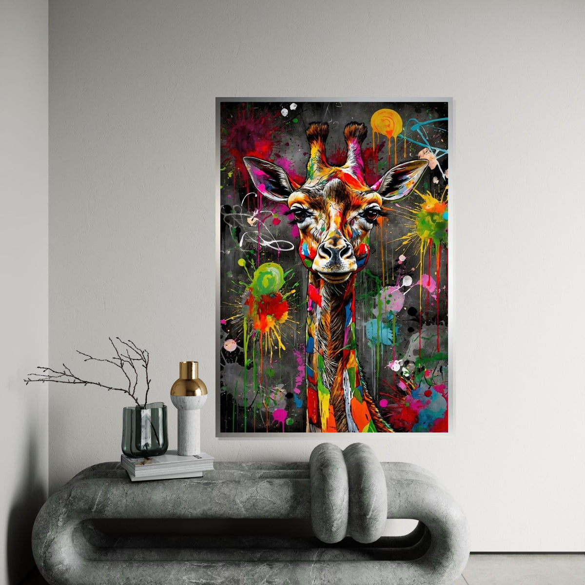 Colorful Giraffe Canvas, Multicolor Giraffe Art, Animal Wall Art, Abstract Giraffe Print, Wall Art Canvas Design, Ready to Hang Decor