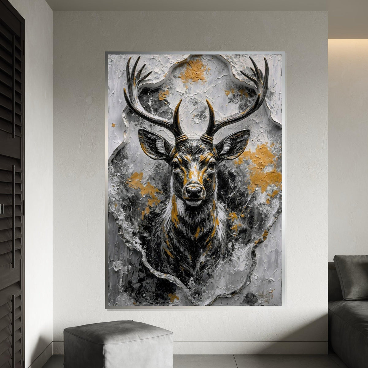 Majestic Stag Canvas, Wild Deer Wall Art, Textured Stag Print, Animals Poster, Wall Art Canvas Design, Ready to Hang Decoration