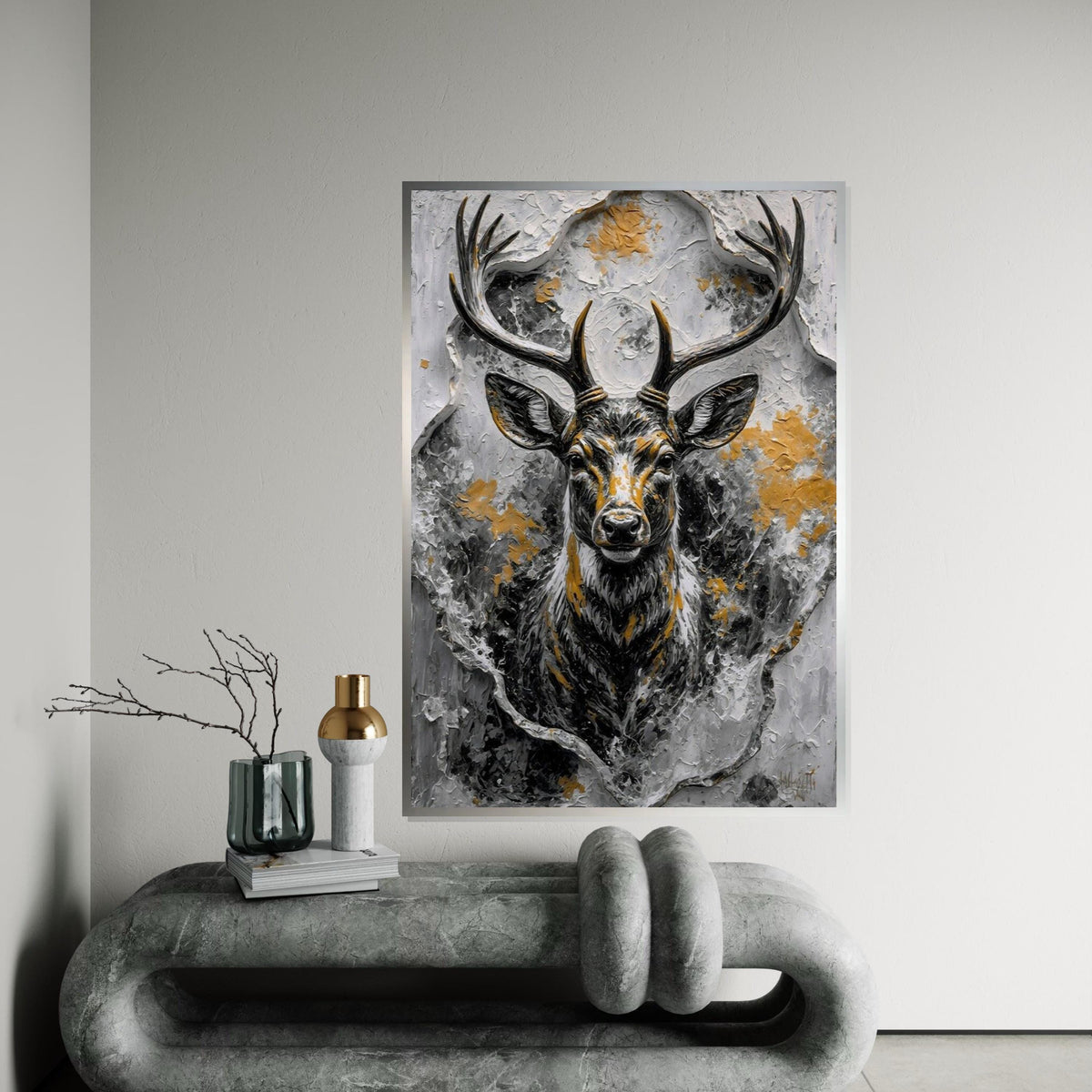 Majestic Stag Canvas, Wild Deer Wall Art, Textured Stag Print, Animals Poster, Wall Art Canvas Design, Ready to Hang Decoration