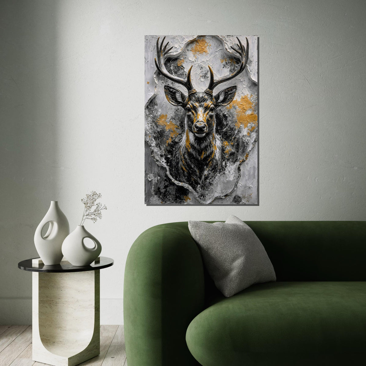 Majestic Stag Canvas, Wild Deer Wall Art, Textured Stag Print, Animals Poster, Wall Art Canvas Design, Ready to Hang Decoration