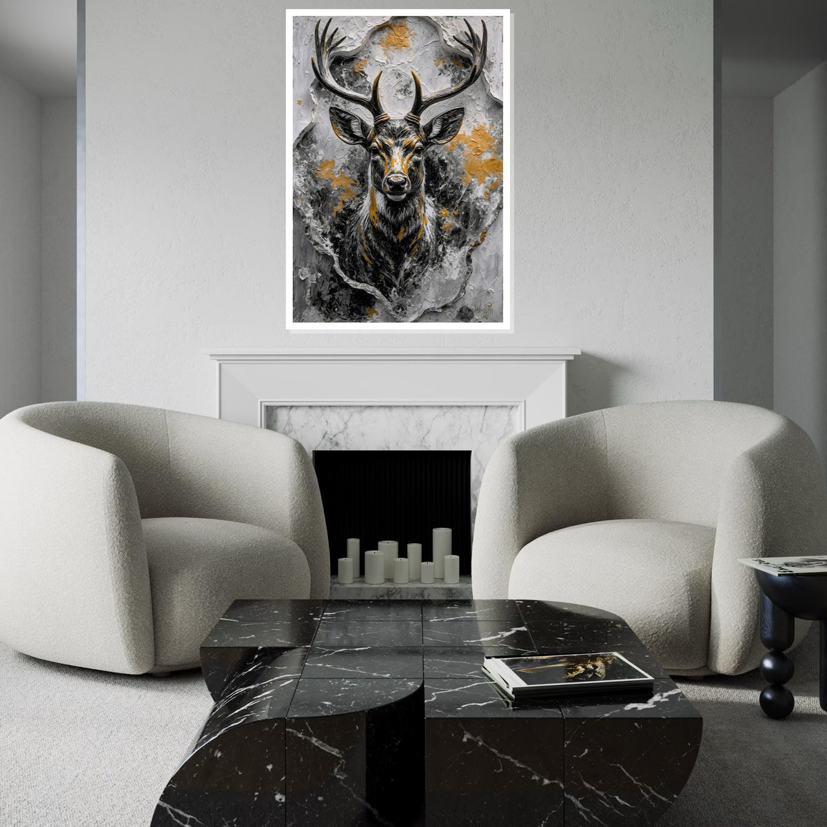 Majestic Stag Canvas, Wild Deer Wall Art, Textured Stag Print, Animals Poster, Wall Art Canvas Design, Ready to Hang Decoration