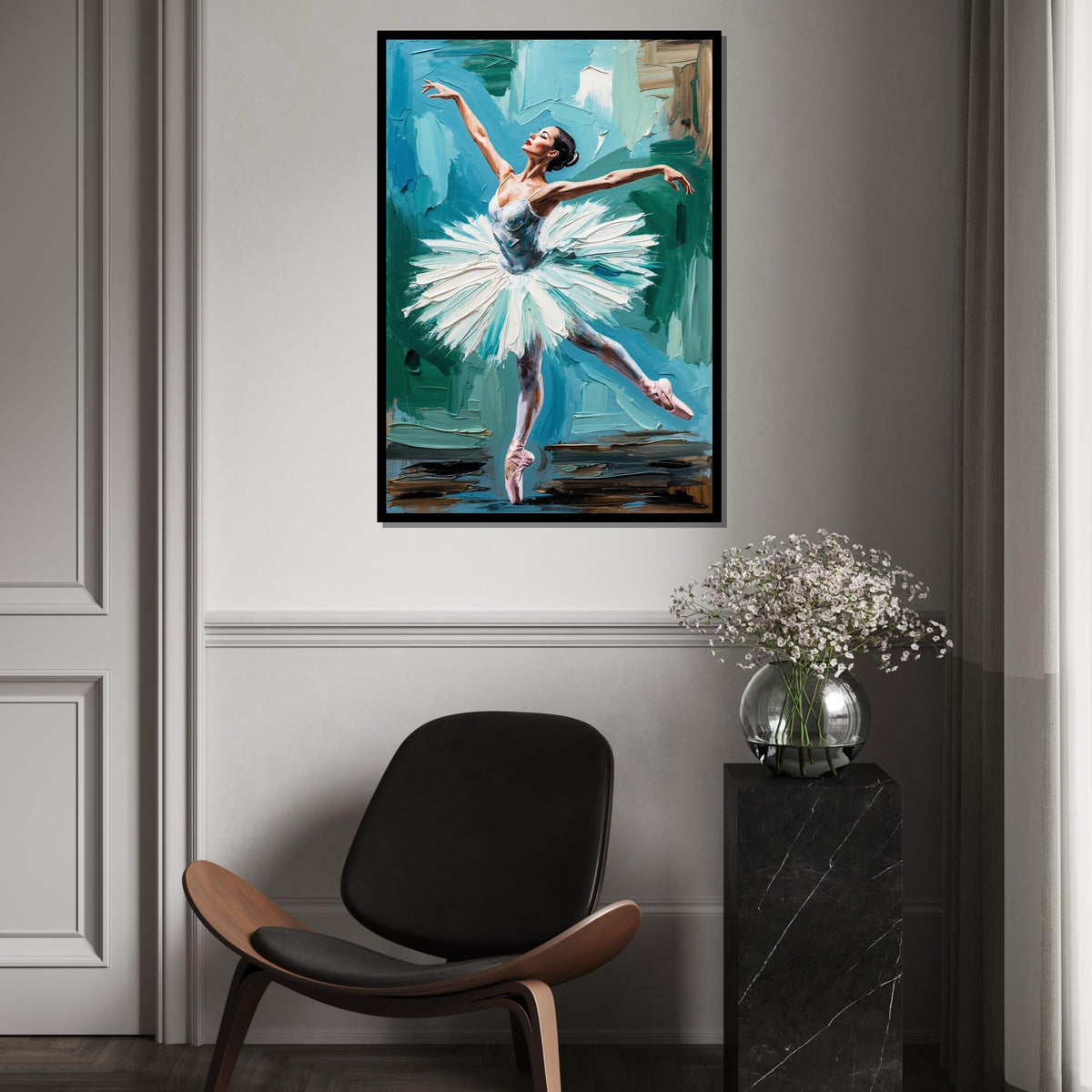 Elegant Ballet Dancer Canvas, Ballerina Wall Art, Dance Poster, Impressionist Art Print, Wall Art Canvas Design, Ready To Hang Decoration