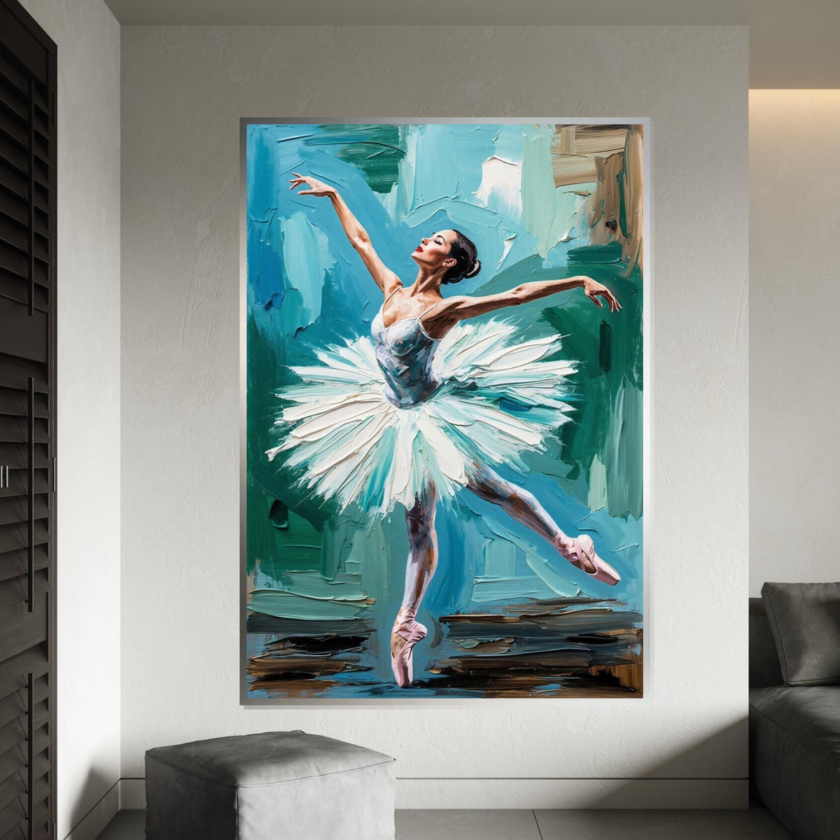 Elegant Ballet Dancer Canvas, Ballerina Wall Art, Dance Poster, Impressionist Art Print, Wall Art Canvas Design, Ready To Hang Decoration