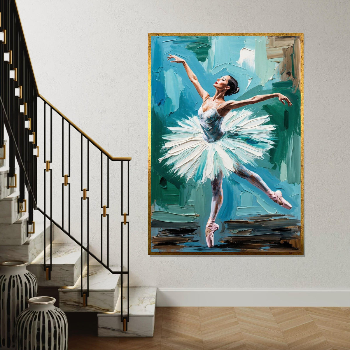 Elegant Ballet Dancer Canvas, Ballerina Wall Art, Dance Poster, Impressionist Art Print, Wall Art Canvas Design, Ready To Hang Decoration