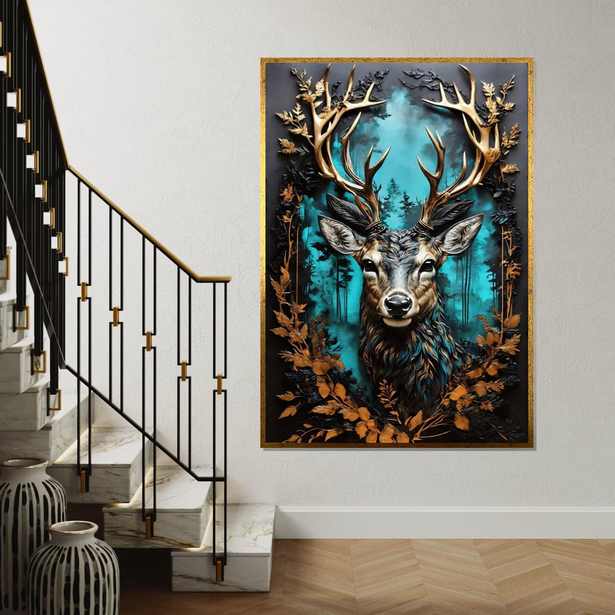 Majestic Deer Canvas Art, Forest Stag Wall Print, Deer with Antlers, Nature Canvas, Wall Art Canvas Design, Ready to Hang Decoration