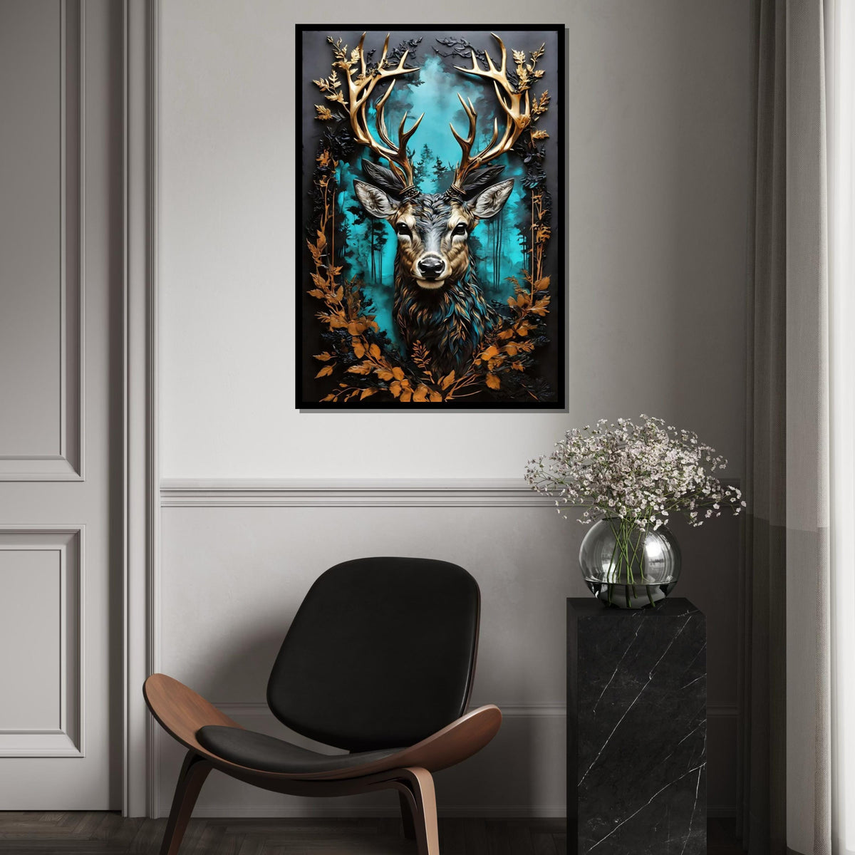 Majestic Deer Canvas Art, Forest Stag Wall Print, Deer with Antlers, Nature Canvas, Wall Art Canvas Design, Ready to Hang Decoration