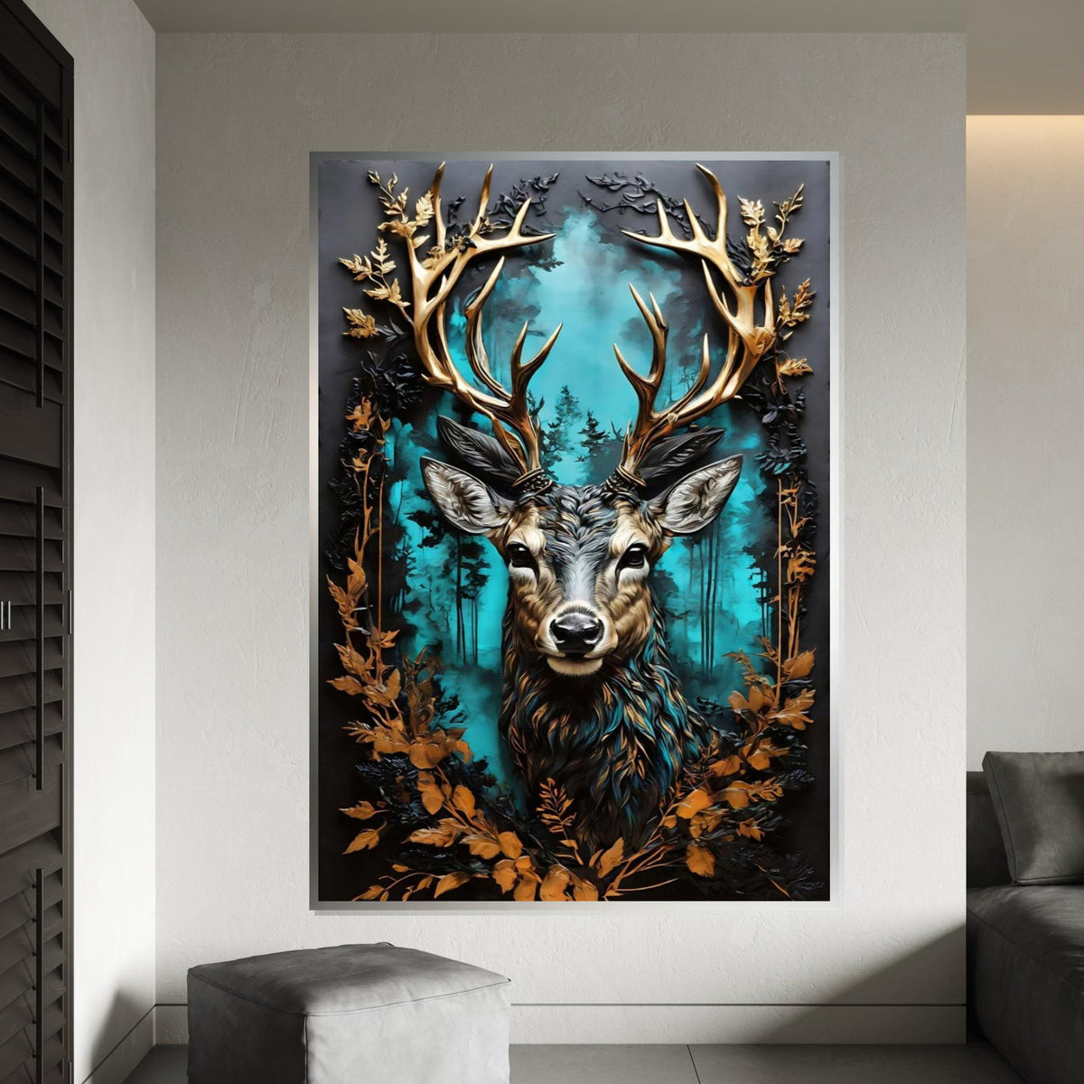 Majestic Deer Canvas Art, Forest Stag Wall Print, Deer with Antlers, Nature Canvas, Wall Art Canvas Design, Ready to Hang Decoration