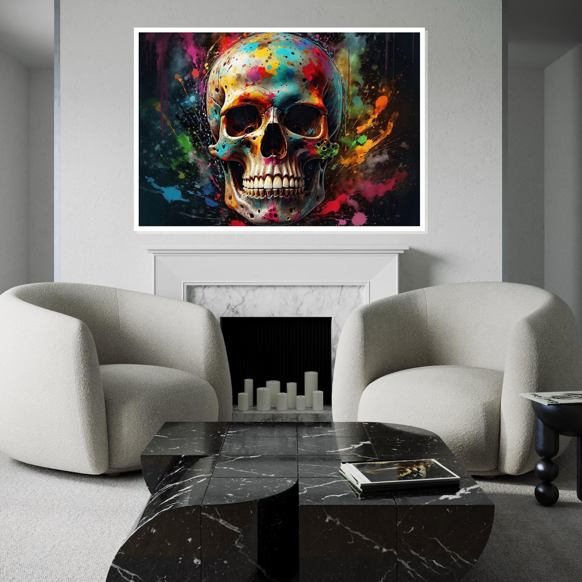 Colorful Skull Art, Multicolor Skull Canvas, Abstract Skull Poster, Wall Art Canvas Design, Ready to Hang Decoration
