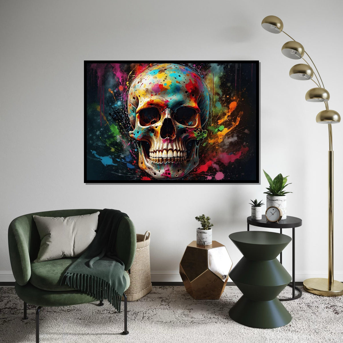 Colorful Skull Art, Multicolor Skull Canvas, Abstract Skull Poster, Wall Art Canvas Design, Ready to Hang Decoration
