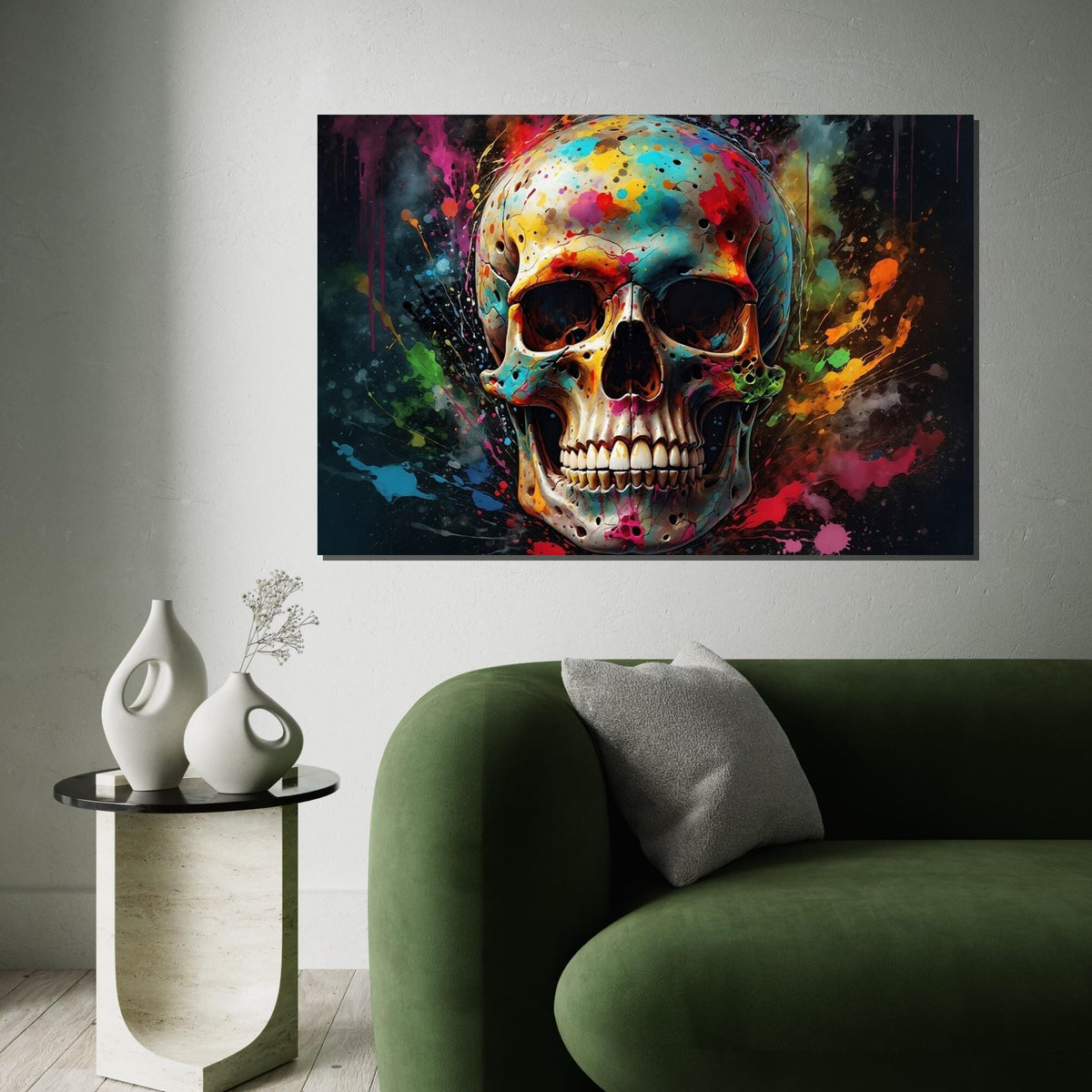 Colorful Skull Art, Multicolor Skull Canvas, Abstract Skull Poster, Wall Art Canvas Design, Ready to Hang Decoration