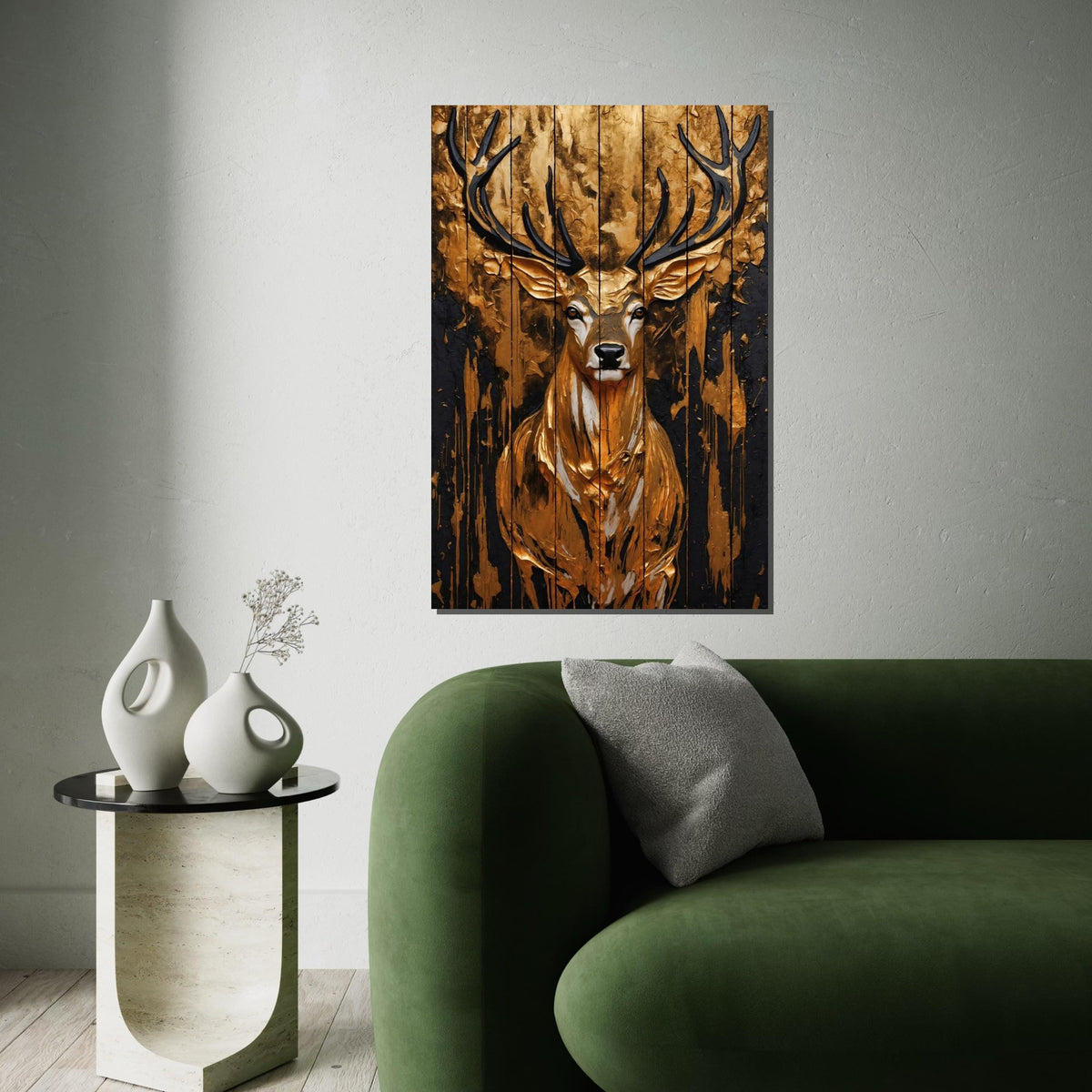 Golden Stag Canvas, Majestic Deer Wall Art, Gold Textured Animal Art, Wall Art Canvas Design, Ready To Hang Decoration