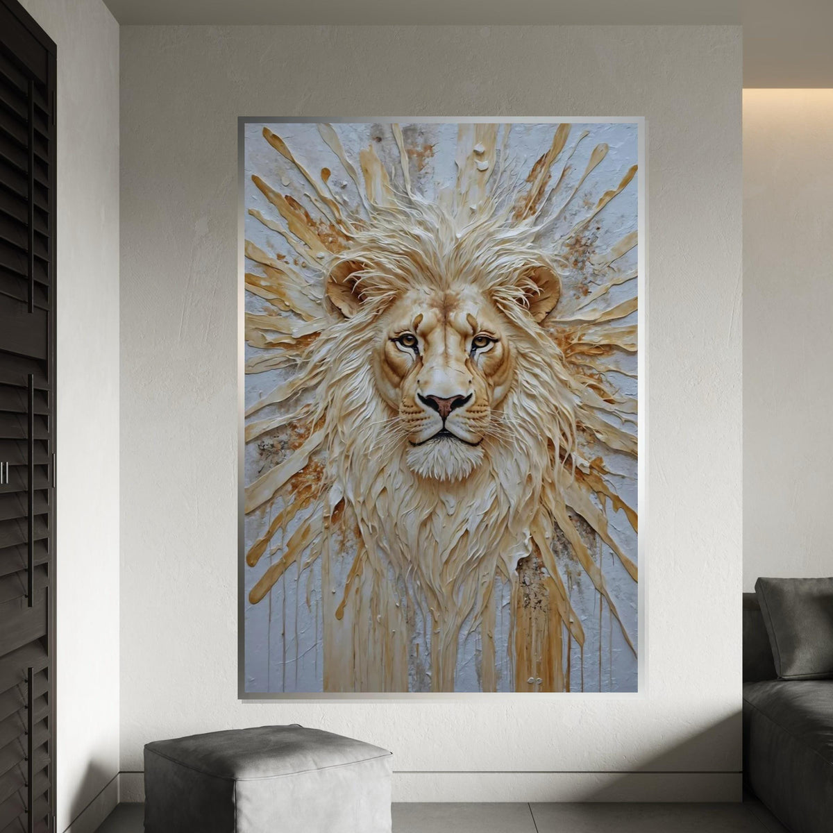 Majestic Lion Canvas, Lion Wall Art, Animal Canvas Design, Regal Lion Poster, Wall Art Canvas Design, Ready To Hang Decoration