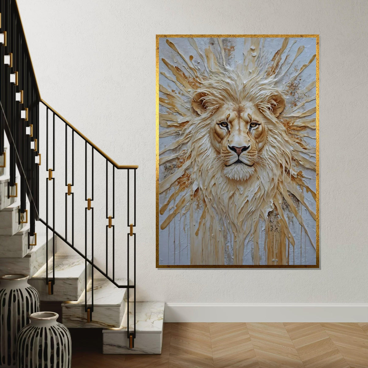 Majestic Lion Canvas, Lion Wall Art, Animal Canvas Design, Regal Lion Poster, Wall Art Canvas Design, Ready To Hang Decoration