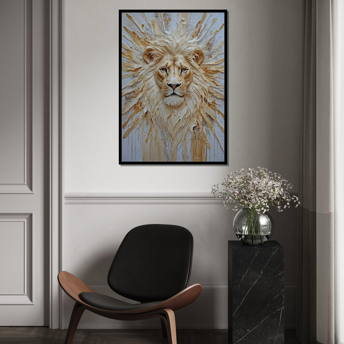 Majestic Lion Canvas, Lion Wall Art, Animal Canvas Design, Regal Lion Poster, Wall Art Canvas Design, Ready To Hang Decoration