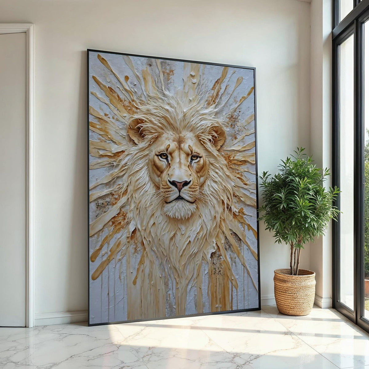 Majestic Lion Canvas, Lion Wall Art, Animal Canvas Design, Regal Lion Poster, Wall Art Canvas Design, Ready To Hang Decoration