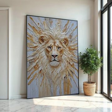 Majestic Lion Canvas, Lion Wall Art, Animal Canvas Design, Regal Lion Poster, Wall Art Canvas Design, Ready To Hang Decoration