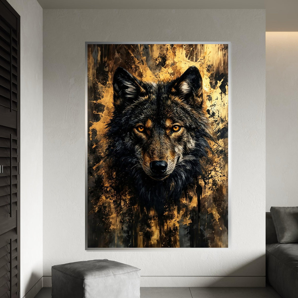 Majestic Wolf Canvas, Wolf Wall Art, Animal Portrait Art, Abstract Wolf Print, Wall Art Canvas Design, Ready to Hang Decoration