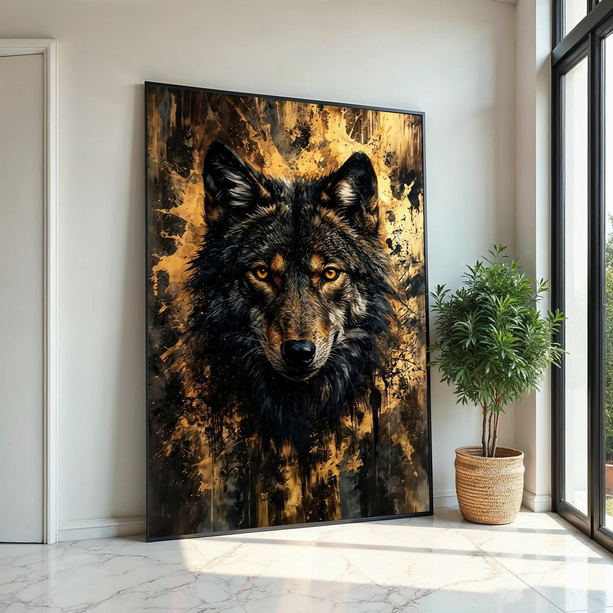 Majestic Wolf Canvas, Wolf Wall Art, Animal Portrait Art, Abstract Wolf Print, Wall Art Canvas Design, Ready to Hang Decoration