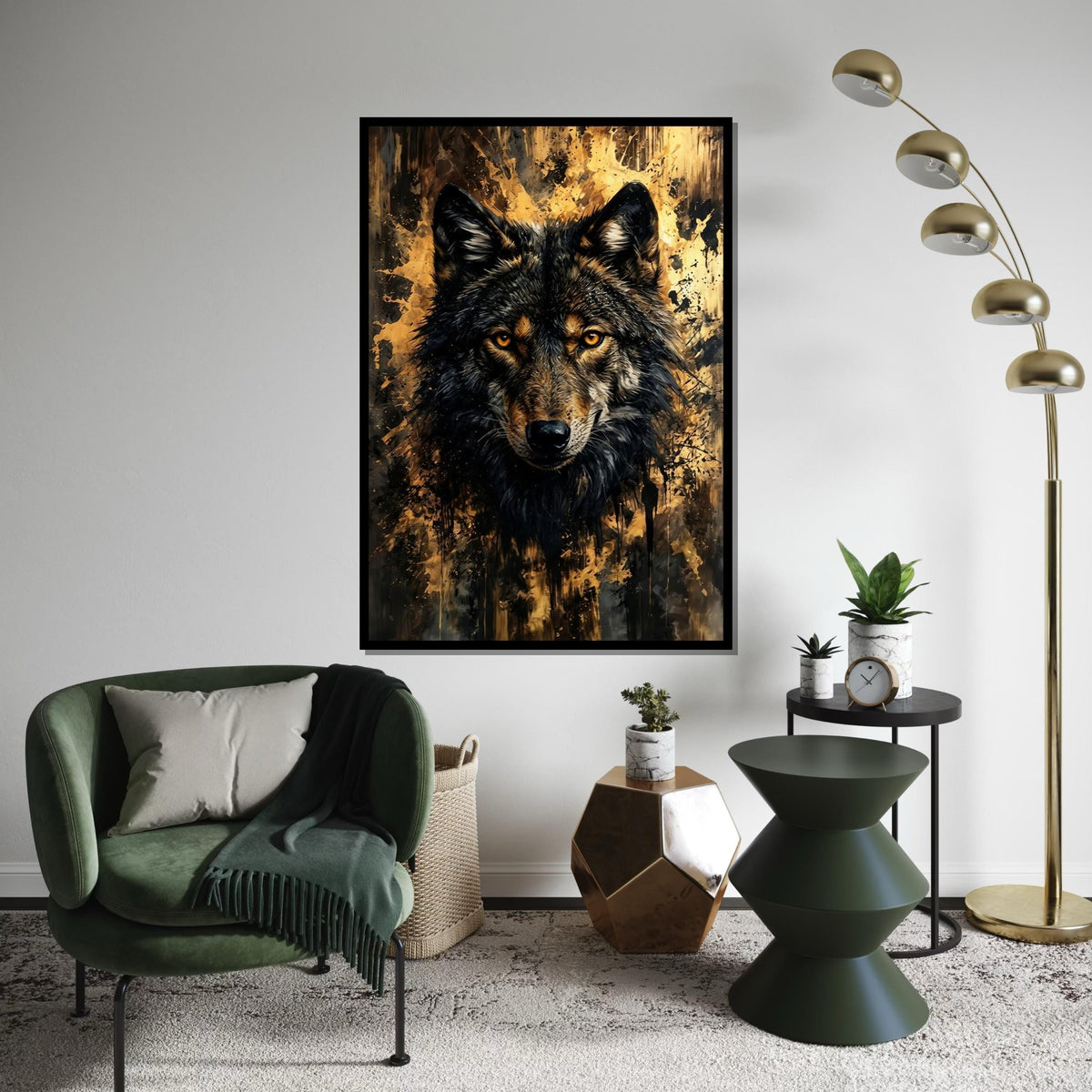 Majestic Wolf Canvas, Wolf Wall Art, Animal Portrait Art, Abstract Wolf Print, Wall Art Canvas Design, Ready to Hang Decoration
