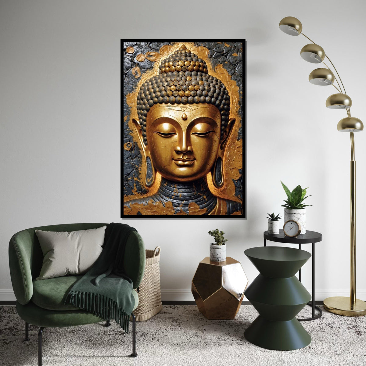 Golden Buddha Canvas Wall Art, Mindful Decor, Spiritual Home Decor, Tranquil Buddha Art, Wall Art Canvas Design, Ready To Hang