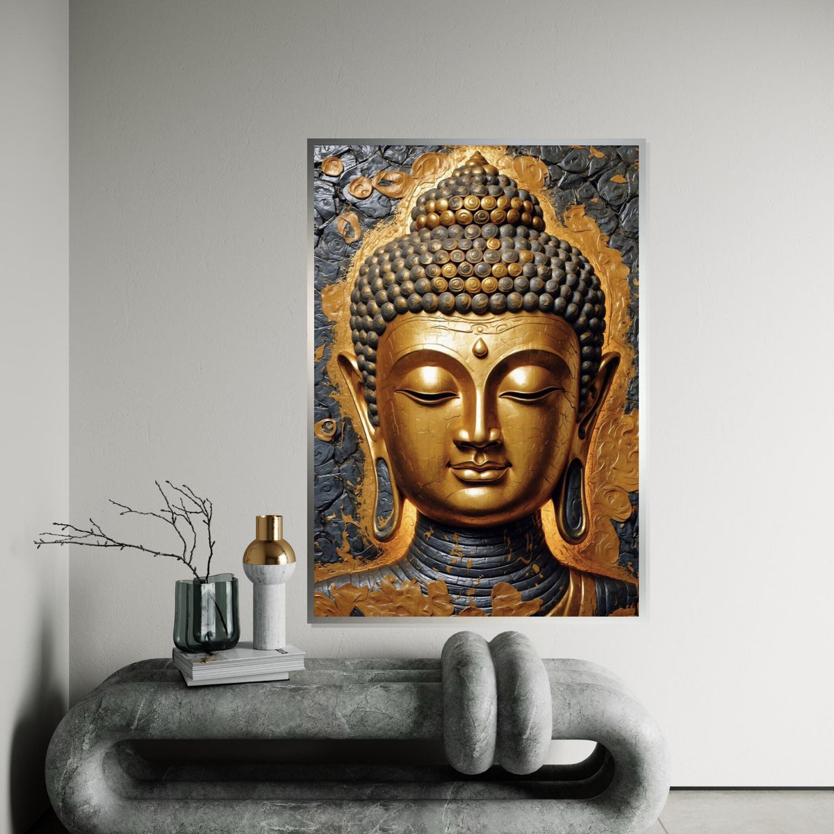 Golden Buddha Canvas Wall Art, Mindful Decor, Spiritual Home Decor, Tranquil Buddha Art, Wall Art Canvas Design, Ready To Hang