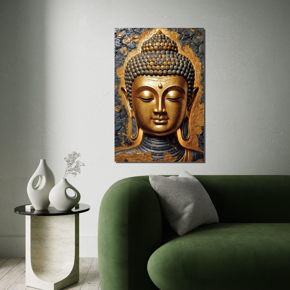 Golden Buddha Canvas Wall Art, Mindful Decor, Spiritual Home Decor, Tranquil Buddha Art, Wall Art Canvas Design, Ready To Hang