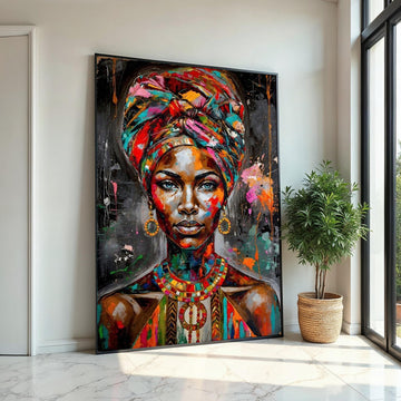 Vibrant Queen Canvas Art, Colorful Portrait Wall Print, Abstract Woman Art, Multicolor Canvas Design, Ready to Hang Decoration