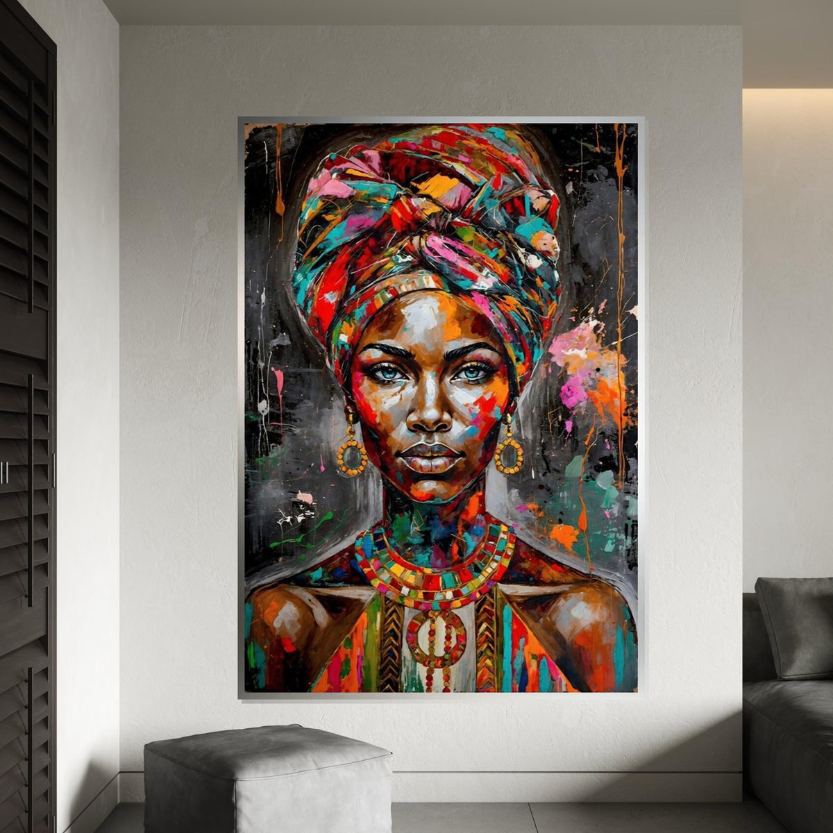 Vibrant Queen Canvas Art, Colorful Portrait Wall Print, Abstract Woman Art, Multicolor Canvas Design, Ready to Hang Decoration
