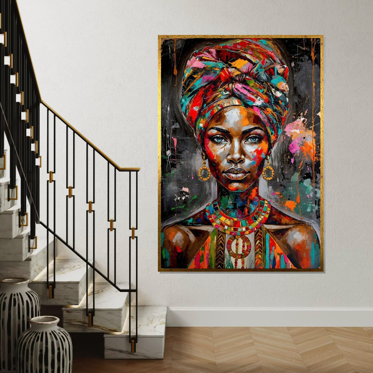 Vibrant Queen Canvas Art, Colorful Portrait Wall Print, Abstract Woman Art, Multicolor Canvas Design, Ready to Hang Decoration