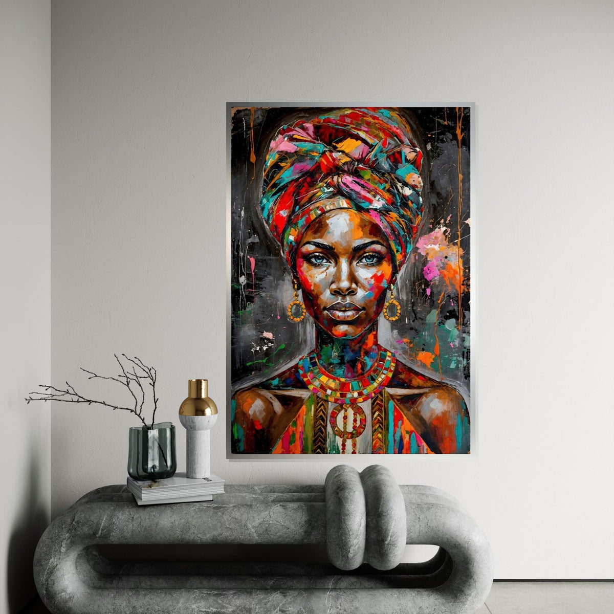 Vibrant Queen Canvas Art, Colorful Portrait Wall Print, Abstract Woman Art, Multicolor Canvas Design, Ready to Hang Decoration